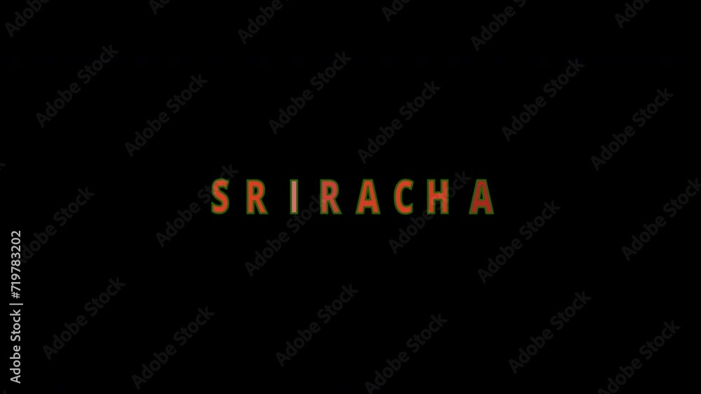 Sriracha red Jumping Text effect with Tomatoes icons - Text Animation on Black background Sriracha red Jumping Text effect with Tomatoes icons - Text Animation on Black background