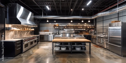 commercial industrial kitchen cooncept photo