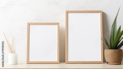 two Blank empty frame poster mockup portfolio living room presentation furniture living room