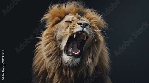 portrait of a lion roaring