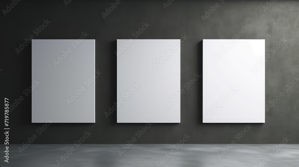 three Blank empty frame poster mockup portfolio living room presentation furniture living room