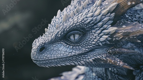 Wallpaper Mural white dragon realistic scales portrait isolated Torontodigital.ca