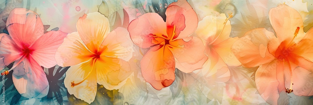 watercolor exotic flowers