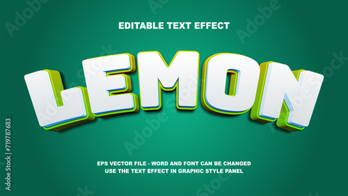 Editable Text Effect Lemon 3D Vector Template