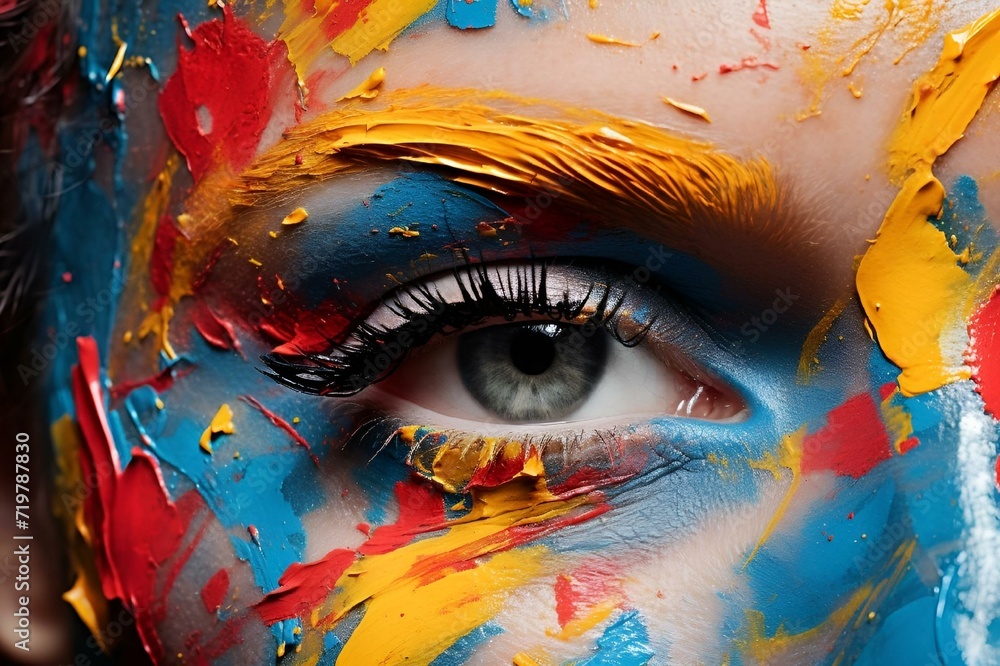 Φωτογραφία AI generated illustration of an eye with a vivid combination of blue and yellow