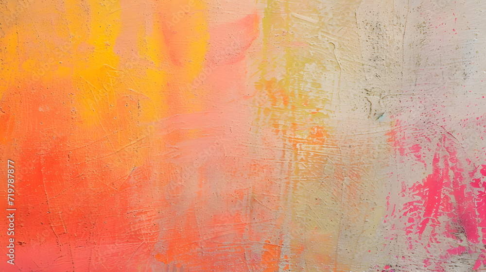 Abstract Painting With Orange, Yellow, and Pink Colors