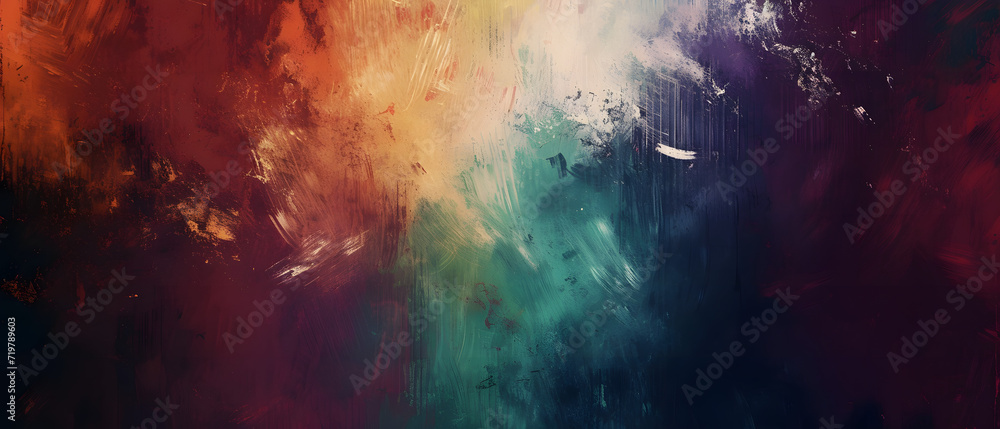 Abstract Painting of a Multicolored Rainbow