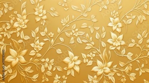 Vintage pattern with golden flowers. Oriental style. Neural network AI generated