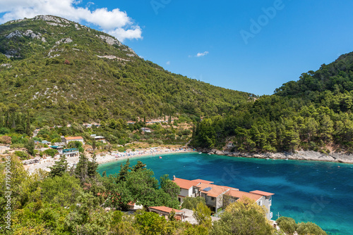 Amazing view of beach in Pupnatska luka cove on Korcula island  Croatia