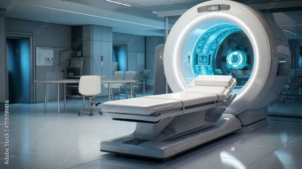 MRI - Magnetic resonance tomography imaging scan device. Neural network AI generated MRI - Magnetic resonance tomography imaging scan device. Neural network AI generated
