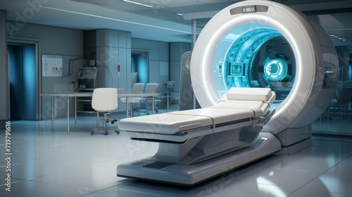 MRI - Magnetic resonance tomography imaging scan device. Neural network AI generated