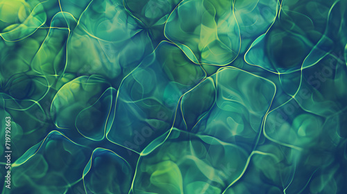 Close-Up of Blue and Green Wallpaper With Floral Pattern