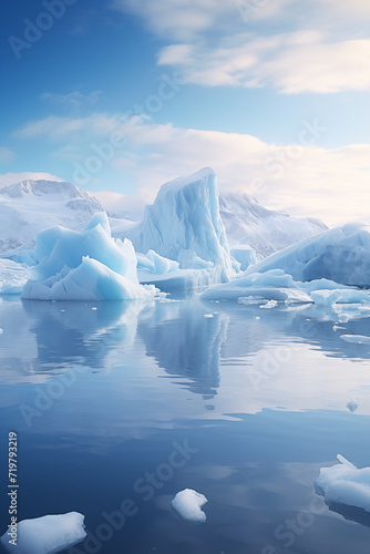shot of icebergs in glacier