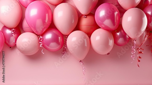 pink balloons on a pink background for banner or poster design