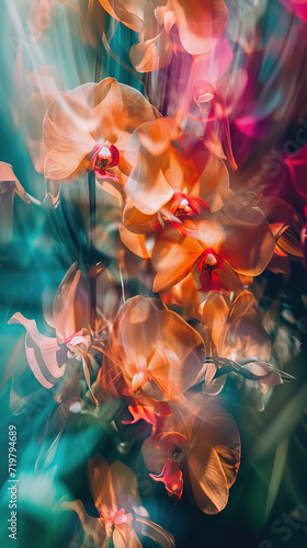 Whimsical Orchids Dance in Ethereal Light, dreamy background