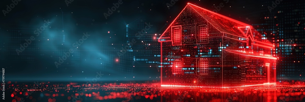 Fototapeta premium smart home in cyberspace made of digital data