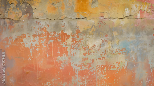 Peeling Paint on an Orange and Yellow Wall