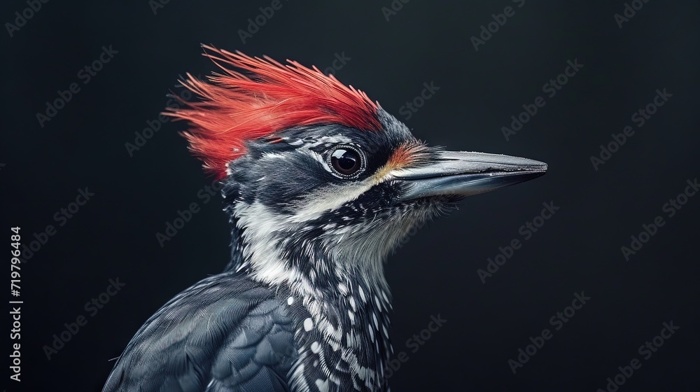 Fototapeta premium woodpecker isolated on black. headshot