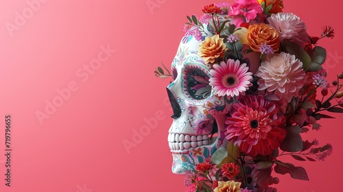 Intricate Mexican calavera sugar skull for holiday celebration of life photo