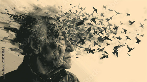 Abstract Illustration of dementia alzheimer, loss of memory, vascular, states of mind