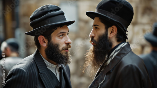 Jewish male wearing Kippah talking outside