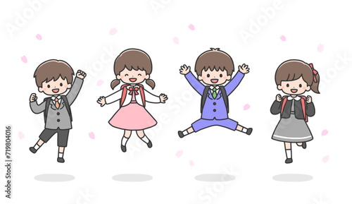 入学式　ジャンプする子どもたち