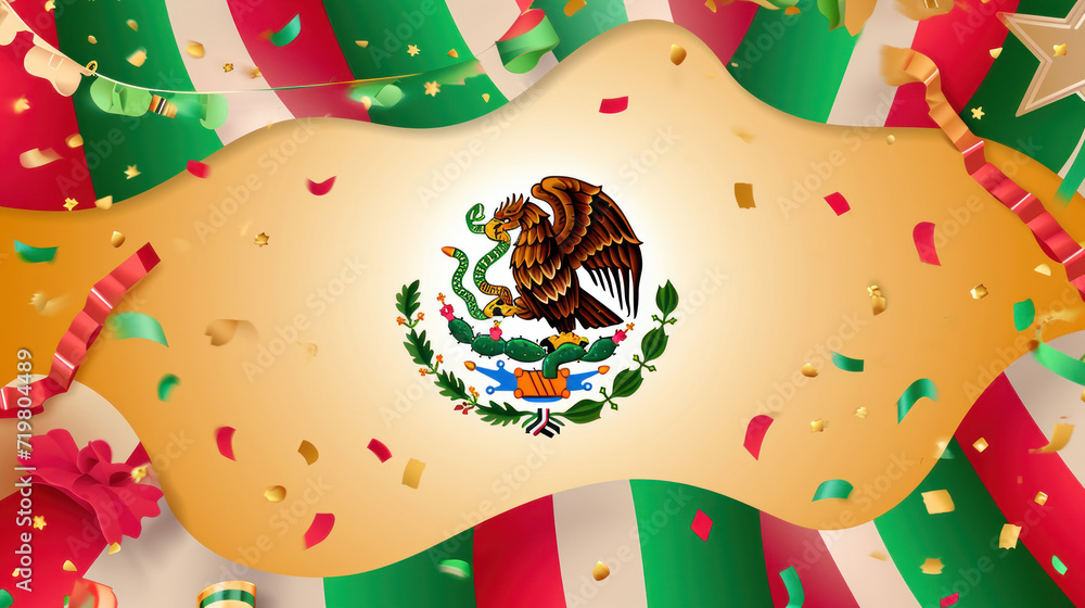 Obraz premium Illustration of flat background for Mexico Independence celebration