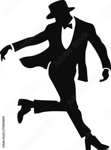 Classic Pose of Male Tap Dancer Silhouette with Hat and Cane