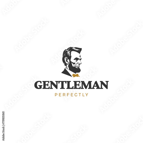 Man with beard icon logo design template,gentleman with beard moustache logo vector