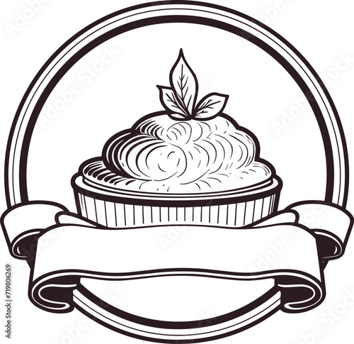 Artisanal Baking Icon with Whipped Cream Cupcake and Decorative Circle