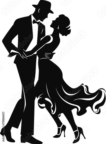 "Elegant Mambo Dancers Silhouette - Dance Performance Vector