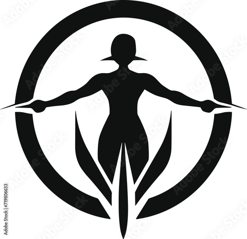 Silhouette of Archer in Stance with Bow and Arrow for Archery Discipline Vector Illustration