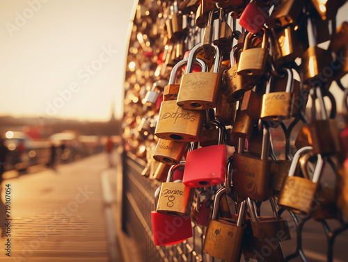 Love lock at sunset