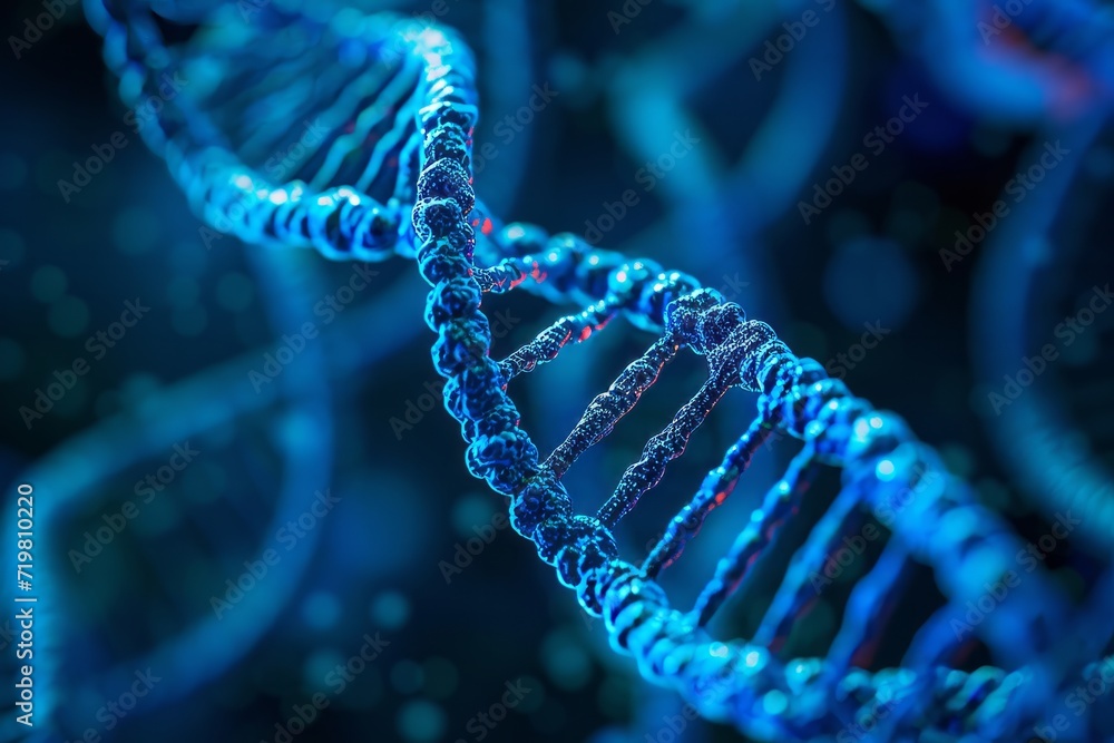 DNA double helix structure with a blue glow