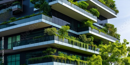 Wallpaper Mural Modern building with greenery on balconies