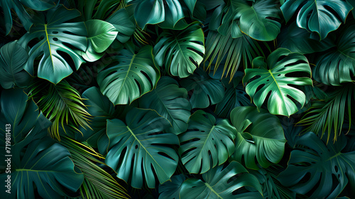 background with monstera leaves