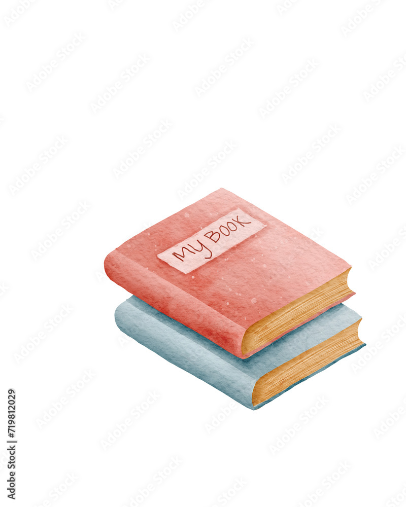 Watercolor stack of book illustration Watercolor stack of book illustration