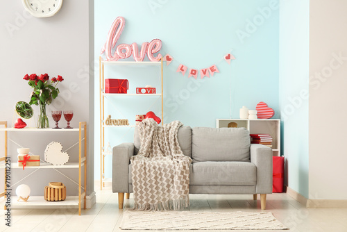 Interior of festive living ...