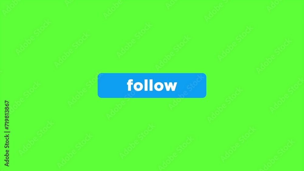 4K motion graphics animation of follow button on chroma key green screen background. 4K motion graphics animation of follow button on chroma key green screen background.