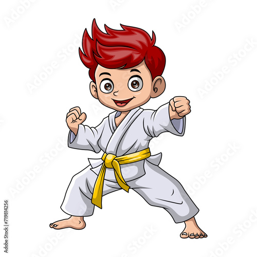 Cute little boy training karate