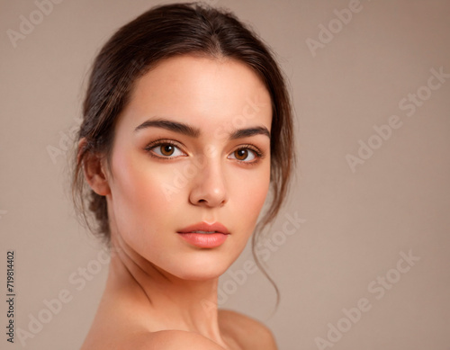 Portrait of young beautiful woman with clean fresh skin