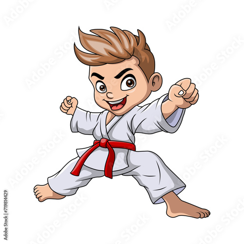 Cute little boy training karate