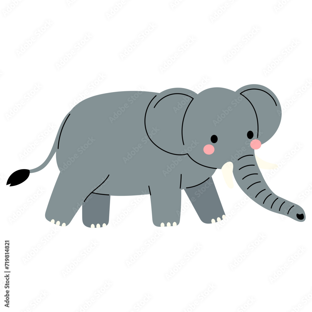 Cute elephant walk cartoon illustration