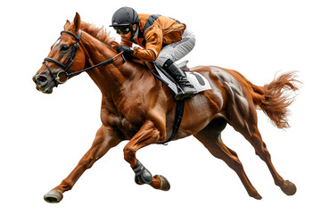 horse racer isolated on transparent background ,horse racing png ,generative ai