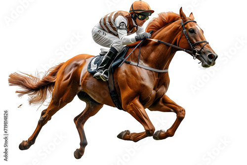 horse racer isolated on transparent background  horse racing png  generative ai