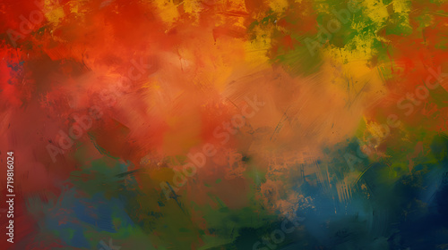 Abstract Painting of Multicolored Paint With Dynamic Brushstrokes