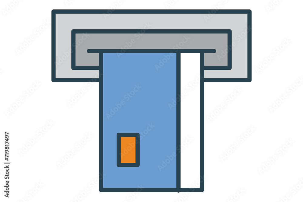 ATM machine icon. icon related to location of ATM. flat line icon style. element illustration ATM machine icon. icon related to location of ATM. flat line icon style. element illustration