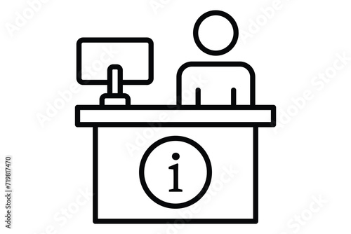 information desk icon. icon related to information and assistance. line icon style. element illustration