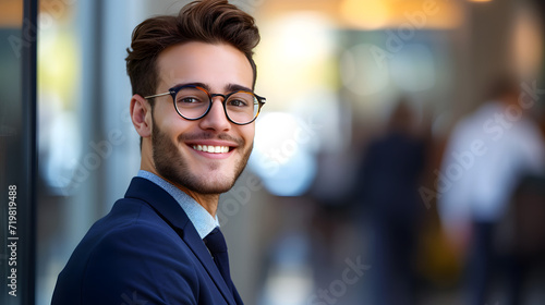 Smiling Man Wearing Glasses Posing for the Camera. © Daniel