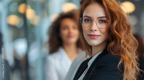 Woman With Red Hair Wearing Glasses in Urban Setting